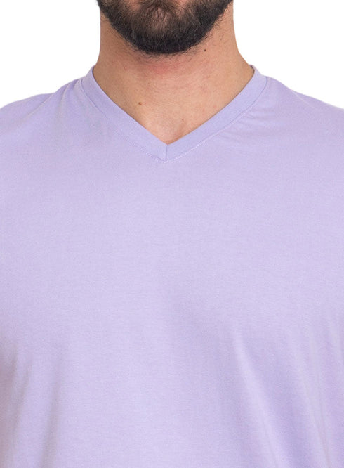 Lilac V - neck T-Shirt - Khotwh